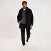 Manteau mi-long col montant zipp&eacute; noir homme