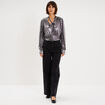 Blouse ajust&eacute;e col lavalli&egrave;re gris argent femme