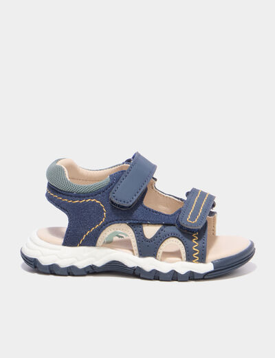 Sandales &agrave; scratchs bleu marine b&eacute;b&eacute; gar&ccedil;on