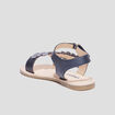 Sandales brides feuilles en cuir Creeks bleu fille