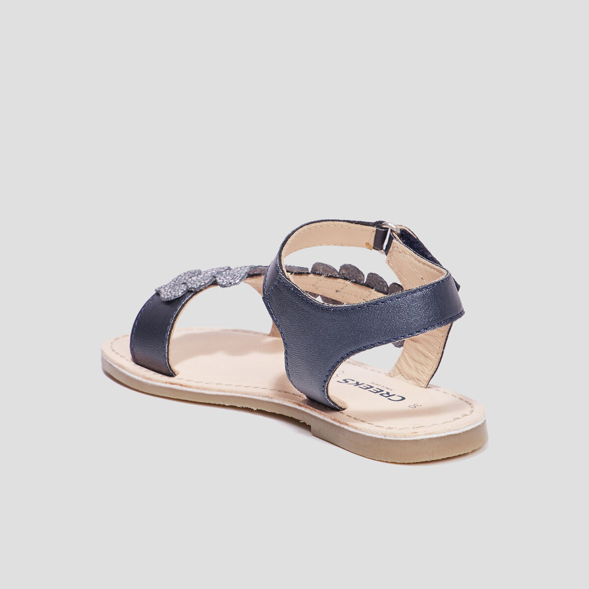 Sandales brides feuilles en cuir Creeks bleu fille