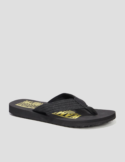 Tongs brides en jean jaune homme