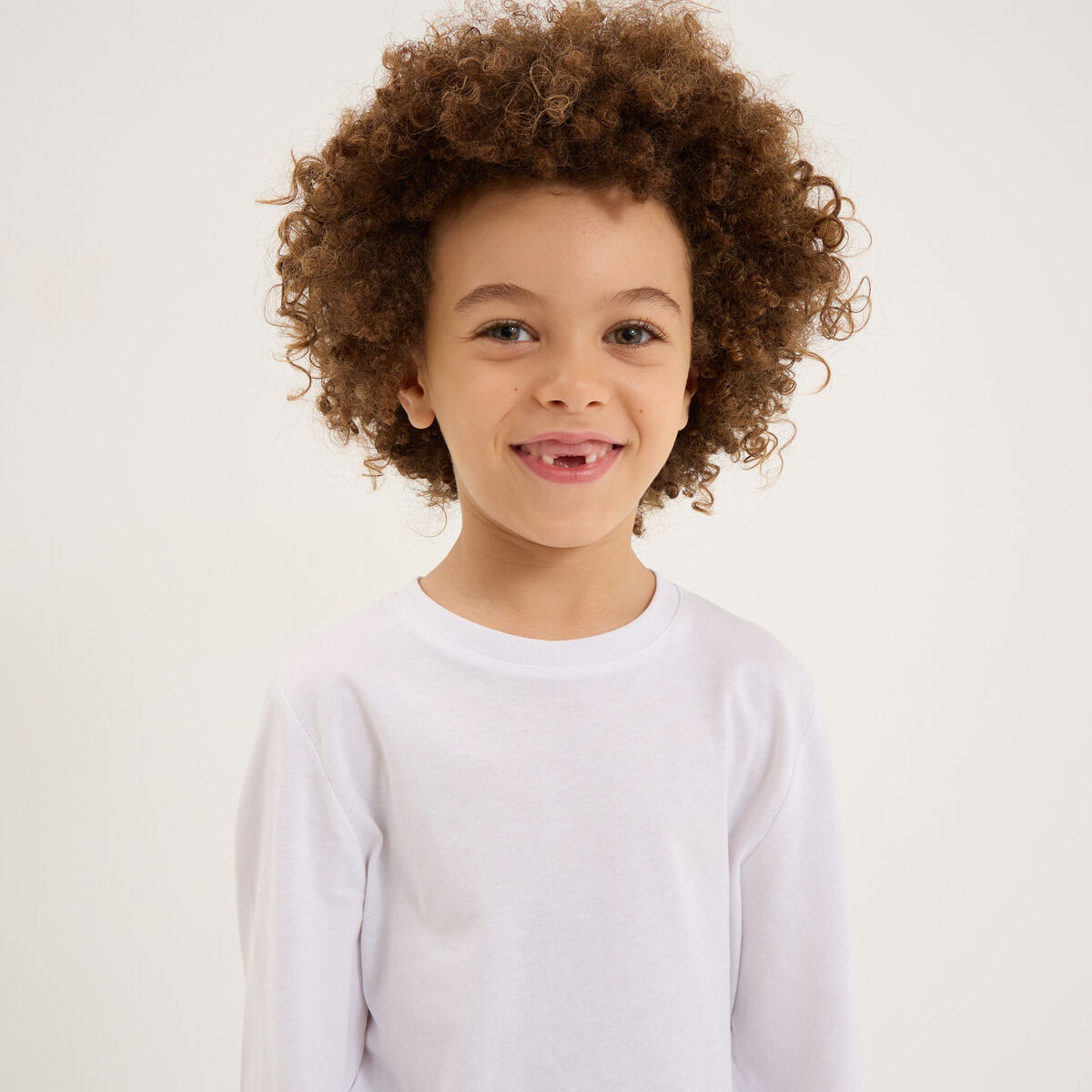T-shirt manches longues blanc gar&ccedil;on
