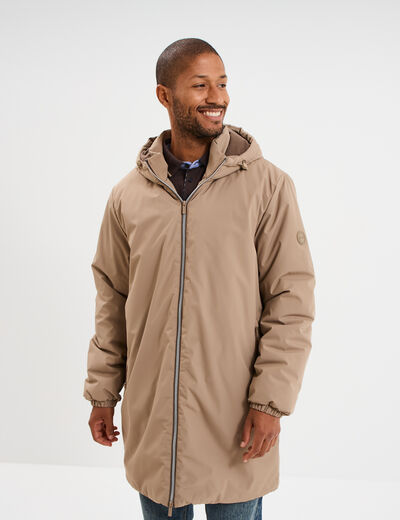 Parka d&eacute;perlante doubl&eacute;e &agrave; capuche taupe homme