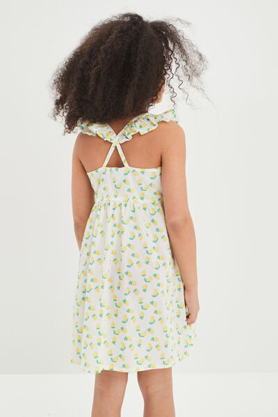 Robe évasée à bretelles croisées blanc fille