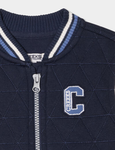 Gilet zipp&eacute; matelass&eacute; col teddy bleu marine b&eacute;b&eacute; gar&ccedil;on