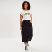 Jupe en jean longue fendue droite denim noir femme