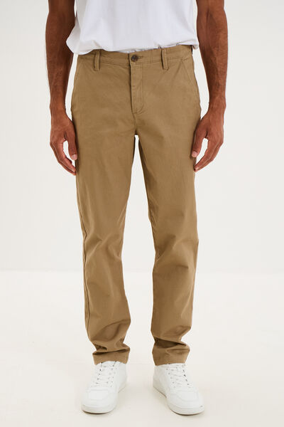Pantalon chino droit stretch vert kaki homme