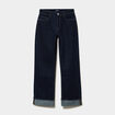 Jean droit bord revers 7/8&egrave;me denim brut femme