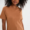 T-shirt col rond manches courtes coton marron clair femme