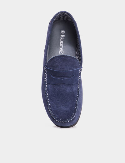 Mocassins en cuir daim bleu homme