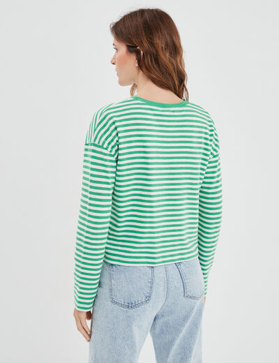 T-shirt ajusté col rond coton Creeks vert femme