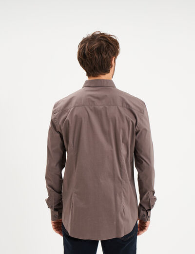 Chemise stretch manches longues gris fonc&eacute; homme