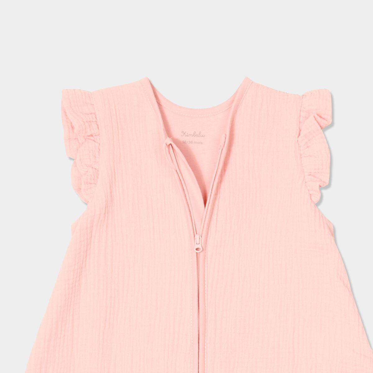 Gigoteuse sans manches gaze coton TOG 1 rose poudr&eacute;e b&eacute;b&eacute;