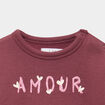 Sweat molletonn&eacute; boutons &eacute;paules bordeaux b&eacute;b&eacute; fille