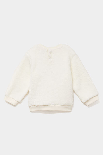Ensemble sweat et pantalon molletonn&eacute;s ecru b&eacute;b&eacute; gar&ccedil;on