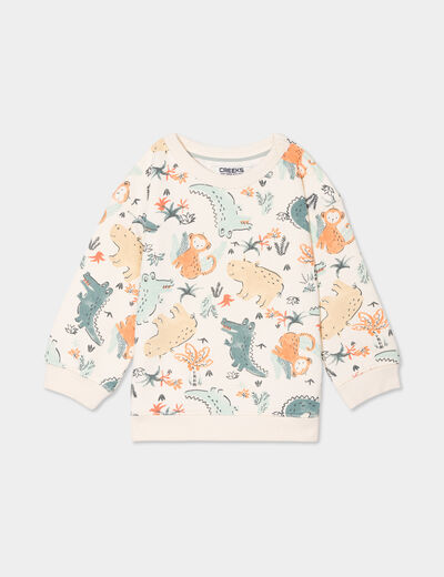Sweat molleton col rond Creeks ecru bébé garçon