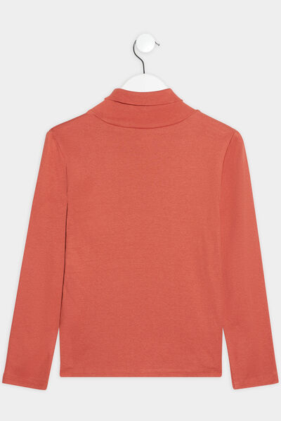 T-shirt col roulé manches longues terracotta garçon