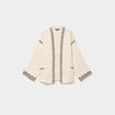 Veste esprit kimono brod&eacute;e coton ivoire femme