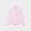 Chemise brod&eacute;e manches longues rose femme