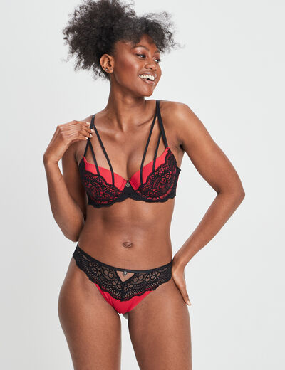 Soutien-gorge corbeille micro dentelle rouge femme
