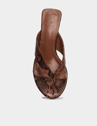 Mules &agrave; talons compens&eacute;s marron femme