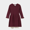 Robe tricot &eacute;vas&eacute;e manches longues violet fonc&eacute; b&eacute;b&eacute; fille