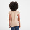 T-shirt coton col en V manches courtes beige femme