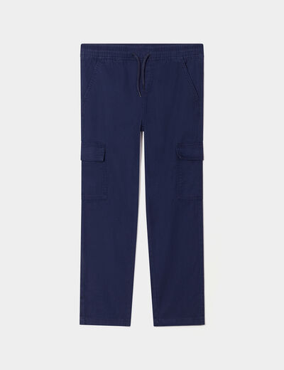 Pantalon cargo taille élastiquée bleu marine garçon
