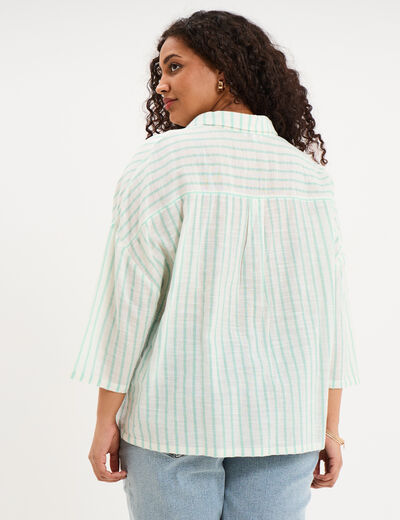 Blouse oversize manches 3/4 coton blanc femme grande taille