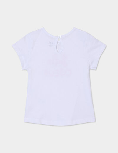 T-shirt paillettes manches courtes coton blanc bébé fille