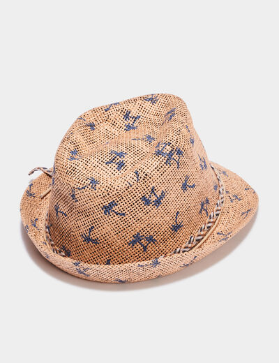 Chapeau palmier tressé marron clair garçon