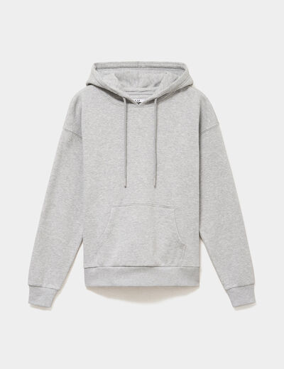 Sweat hoodie 1 poche &agrave; capuche gris clair femme