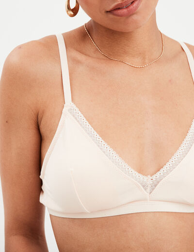 Soutien-gorge triangle sans armatures rose poudrée femme