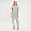 Ensemble pyjama t-shirt pantalon coton vert pastel femme