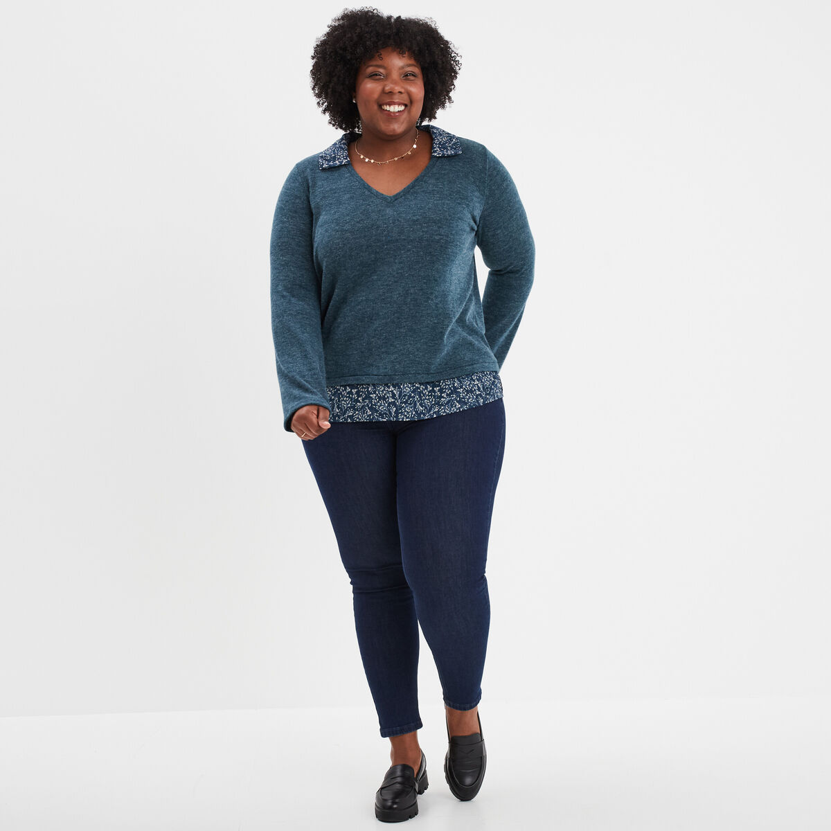 Jeans skinny 7/8ème à strass denim brut femme grande taille