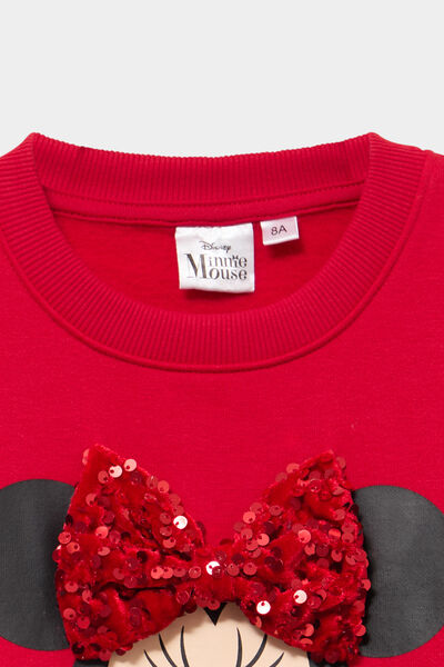 Sweat noeud &agrave; sequins Minnie rouge fille