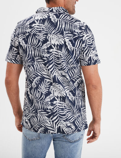 Chemise en coton manches courtes bleu homme
