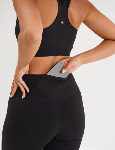 Legging de sport flare taille haute noir femme