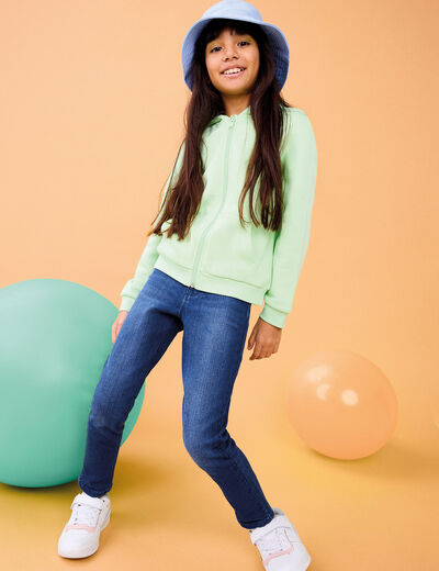 Sweat à capuche zippé vert clair fille