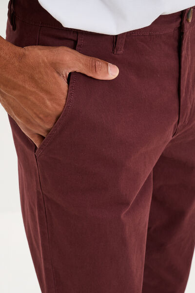 Pantalon chino droit stretch prune homme