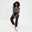 Pantalon droit battle taille élastiquée noir femme