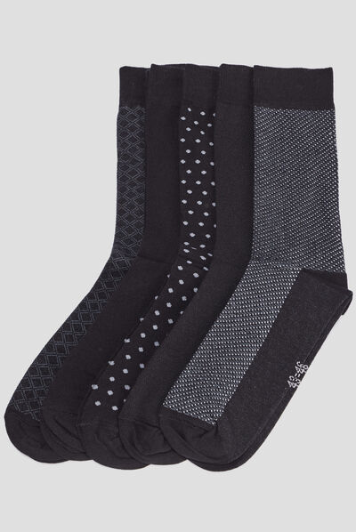 Lot 5 paires chaussettes noir homme