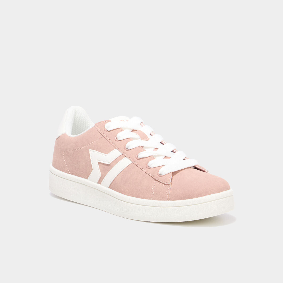 Baskets &agrave; lacets su&eacute;dine rose femme
