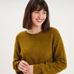 Pull col rond manches longues vert olive femme