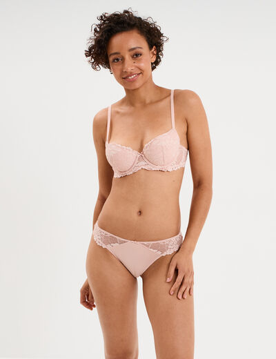 Culotte avec dentelle rose clair femme
