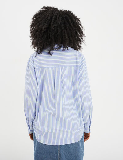 Chemise oversize manches longues bleu femme