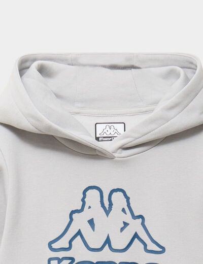 Sweat hoodie 1 poche Kappa gris clair gar&ccedil;on