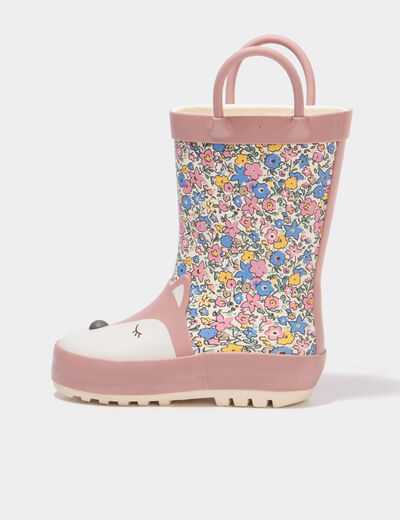 Bottes de pluie semelles crant&eacute;es rose b&eacute;b&eacute; fille
