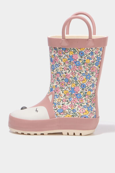 Bottes de pluie semelles crant&eacute;es rose b&eacute;b&eacute; fille